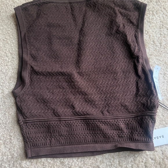 Aritzia Babaton Brown Pointelle Crop Top - New with Tags - Picture 5 of 5